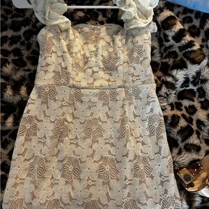 Selfie Leslie Cream Lace Midi Dress